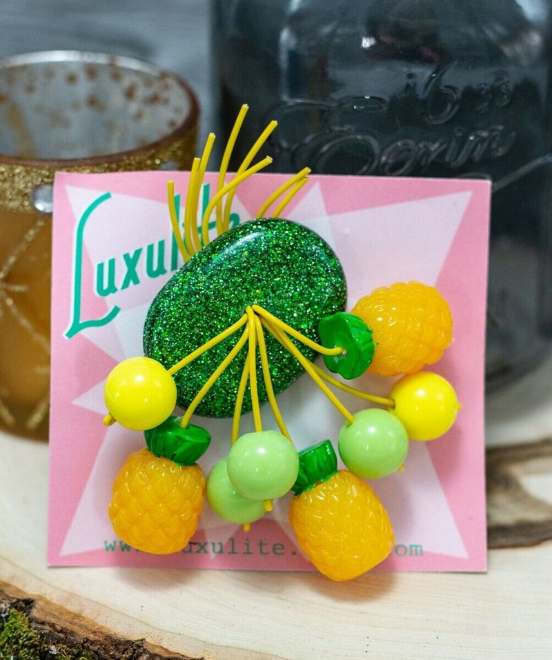 Plastic Fruit Brooches