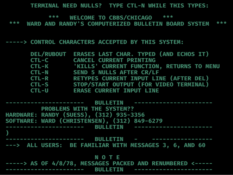 The First Computer Bulletin Board System (BBS)