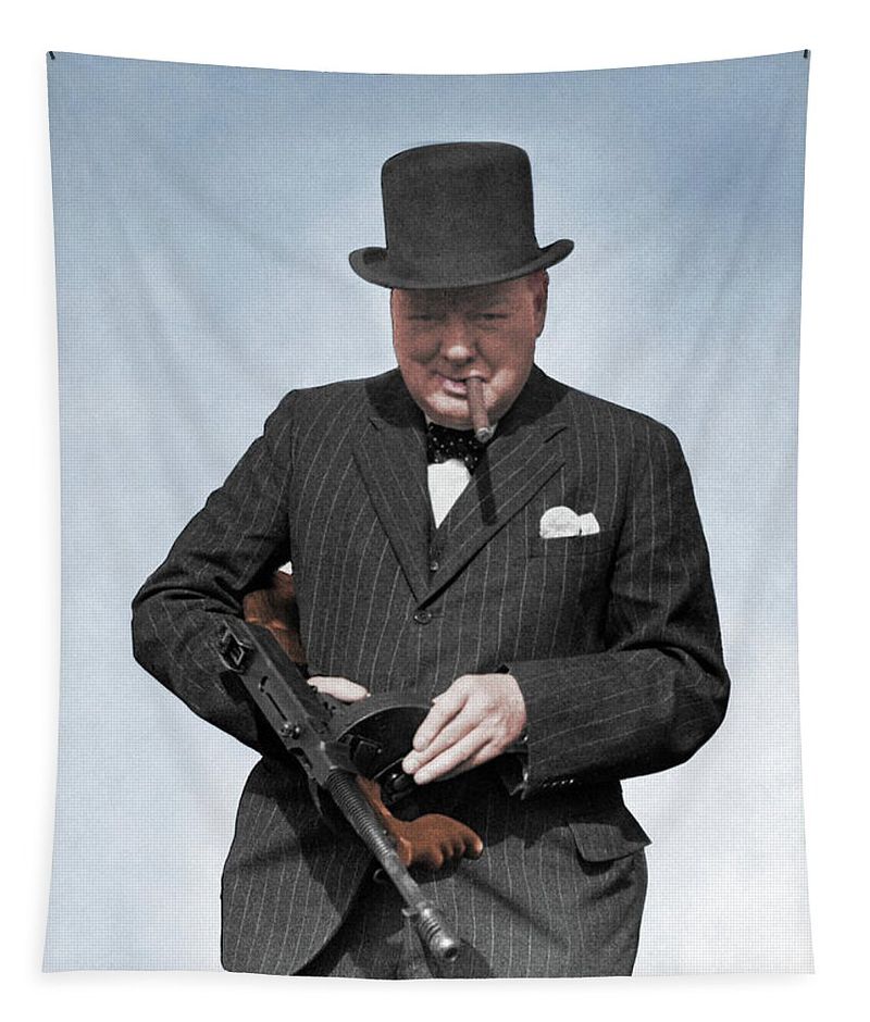 Winston Churchill with a Tommy Gun, 1940