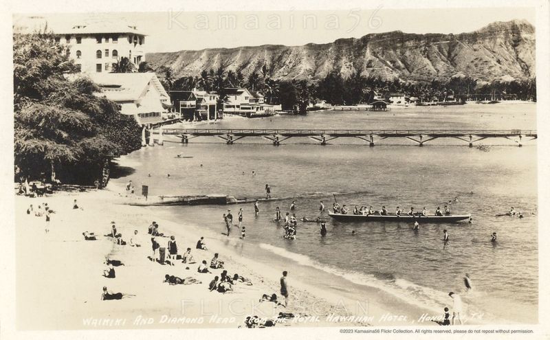 Vintage Hawaiian Beach Scene