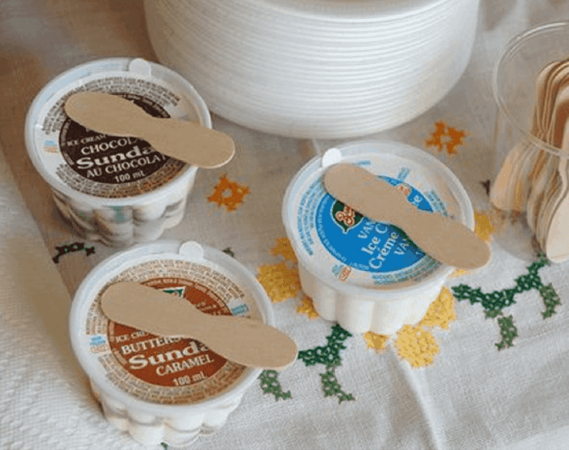 Ice Cream Cups with Wooden Spoon