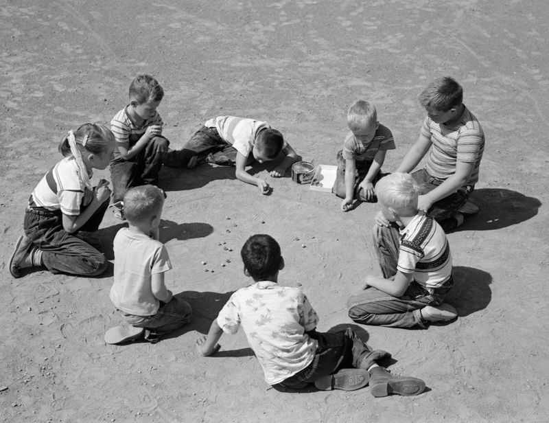 Playing Marbles at Recess