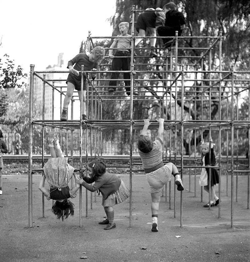 Metal Playground Equipment on Concrete