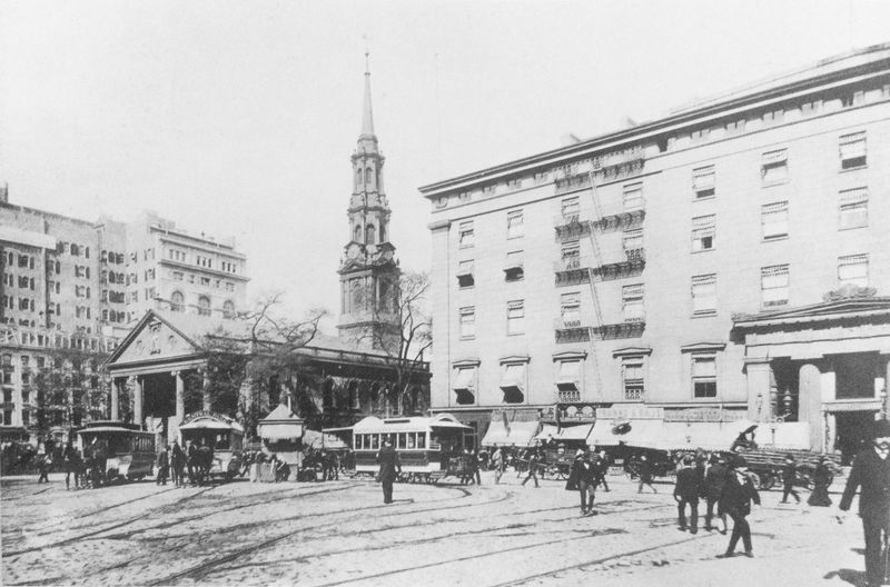 Park Row looking southwest toward Broadway in New York City in 1892
