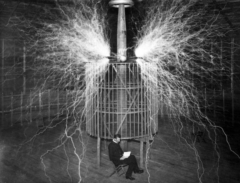 Nikola Tesla in His Laboratory in 1899