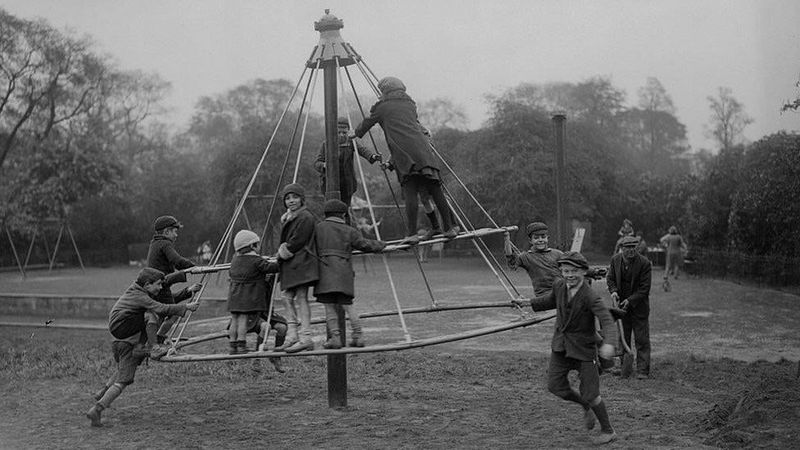 Rusty Monkey Bars Over Concrete